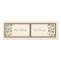 Mocha and Ivory Floral Drink Tickets Business Card Template