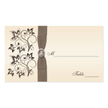 Mocha and Ivory Floral Placecards Business Cards