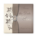 Mocha and Ivory Floral Wedding Favour Magnet