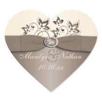 Mocha and Ivory Floral Wedding Favour Sticker