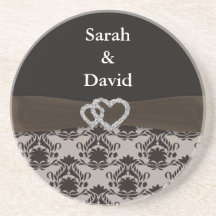 mocha damask personalised beverage coasters