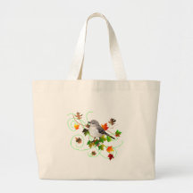 Mockingbird & Fall Leaves Tote Bags