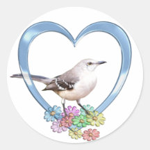 Mockingbird in Heart Round Sticker
