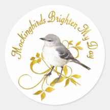 Mockingbirds Brighten My Day Round Sticker