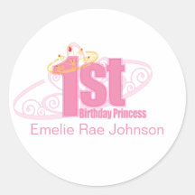 mod 1st BIRTHDAY princess custom keepsake label Sticker