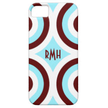 Mod Aqua Brown and White Monogram iPhone 5 Case
