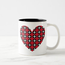 Mod Diamond Heart Coffee Mugs