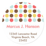 Mod dots retro chic custom circle address label
