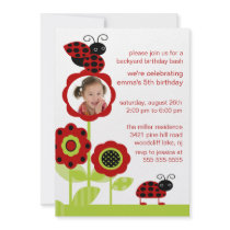 Mod Ladybug Bugs Photo Birthday Invitation