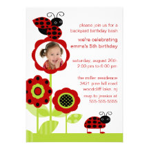 Mod Ladybug Bugs Photo Birthday Invitation