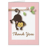 Mod Monkey Baby Girl Pink Thank You Card