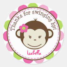 Mod Monkey girl Favour stickers Labels Seals