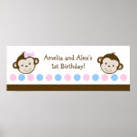 Mod Monkey TWINS Customisable Birthday Banner Posters