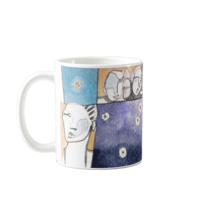 MOD MUG #19 Abstract Faces and Stars Torrant Art by modmugs