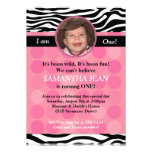 Mod Pink Zebra PHOTO Birthday Invitation