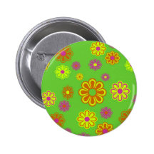 mod pop flowers groovy button
