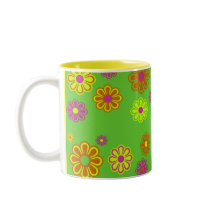 mod pop flowers groovy coffee mug
