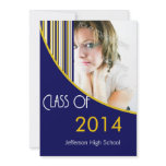 Mod Stripes Graduation Party Invite Blue & Gold invitations