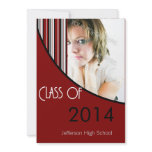 Mod Stripes Graduation Party Invite dk red & black invitations