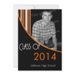 Mod Stripes Graduation Party Invite Orange & Black invitations