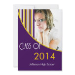 Mod Stripes Graduation Party Invite Purple & Gold invitations