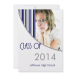 Mod Stripes Graduation Party Invite White & Blue invitations