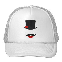 Mod Top Hat Lady With Moustache