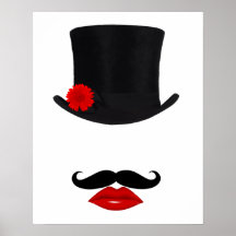 Mod Top Hat Lady With Moustache Poster