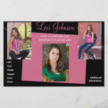 Model Comp Cards Headshot Zed Personalized Flyer