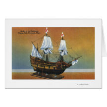 Model of the Mayflower in Pilgrim Hall View Greeting Card