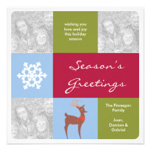 Modern 3 photos Christmas holiday greeting card Custom Invites