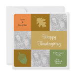 Modern 3 photos Thanksgiving fall greeting card invitations