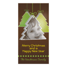 Modern 3d Christmas tree -photo christmas  card Customised Photo Card