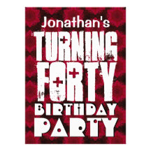 Modern 40th Birthday - Turning Forty - Red Stars Personalized Announcement