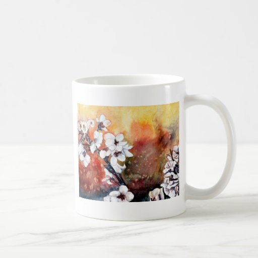 modern abstract flower asian oriental art painting coffee mug