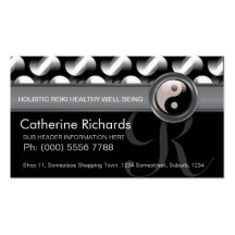 Modern Age Reiki YinYang Black+White Bold Pattern Business Card Template