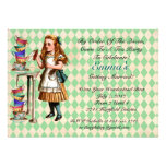 Modern Alice In Wonderland Party Invitation Green