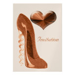 Modern and Stylish Stiletto Shoe and 3D Heart  Inv invitations