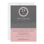 Modern Anniversary Party Invitation (grey/pink)