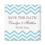 Modern aqua chevron pattern save the date magnet
