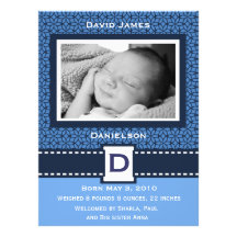 Modern Baby Boy Photo Announcemnet Personalised Announcement
