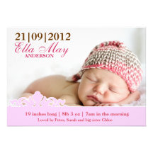 Modern Baby Girl Photo Birth Announcement