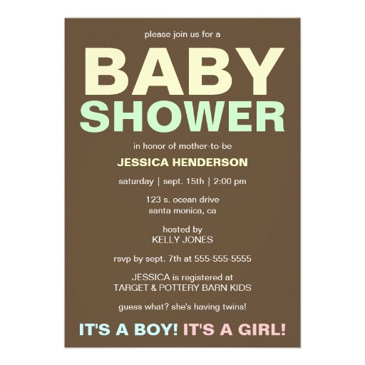 Modern Baby Shower Invitation - Chocolate Brown