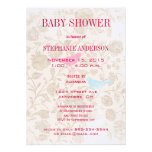 Modern Baby Vintage Birds Shower Aqua Pink Invites
