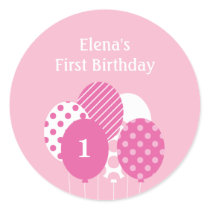Modern Balloons Gift Tag or Favour Sticker - Pink