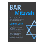 Modern Bar Mitzvah Invitiation- Blue & Grey Custom Announcements