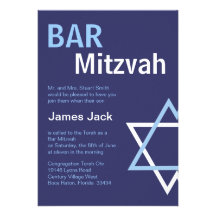 Modern Bar Mitzvah Invitiation- Dark Blue Custom Invitation