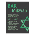 Modern Bar Mitzvah Invitiation- Green & Grey Personalised Announcements