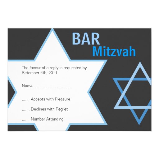 Modern Bar Mitzvah RSVP - Blue & Grey Invites