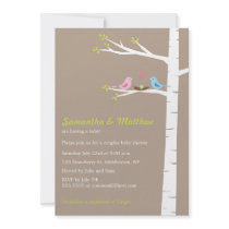 Modern Bird Couples Baby Shower Invitation Neutral